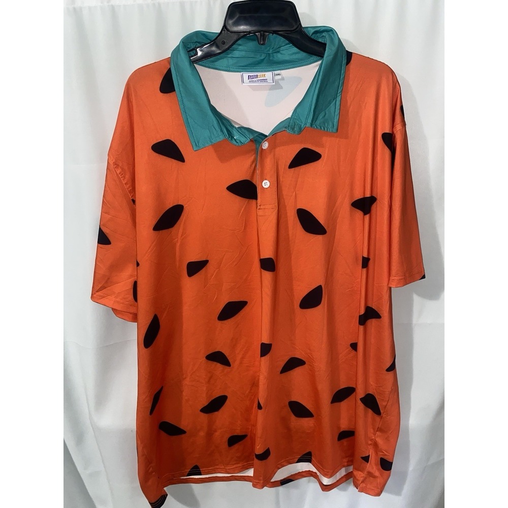 The Flintstones Fred Orange‎ Polo Shirt Performance Mens 3XL Orange Costume